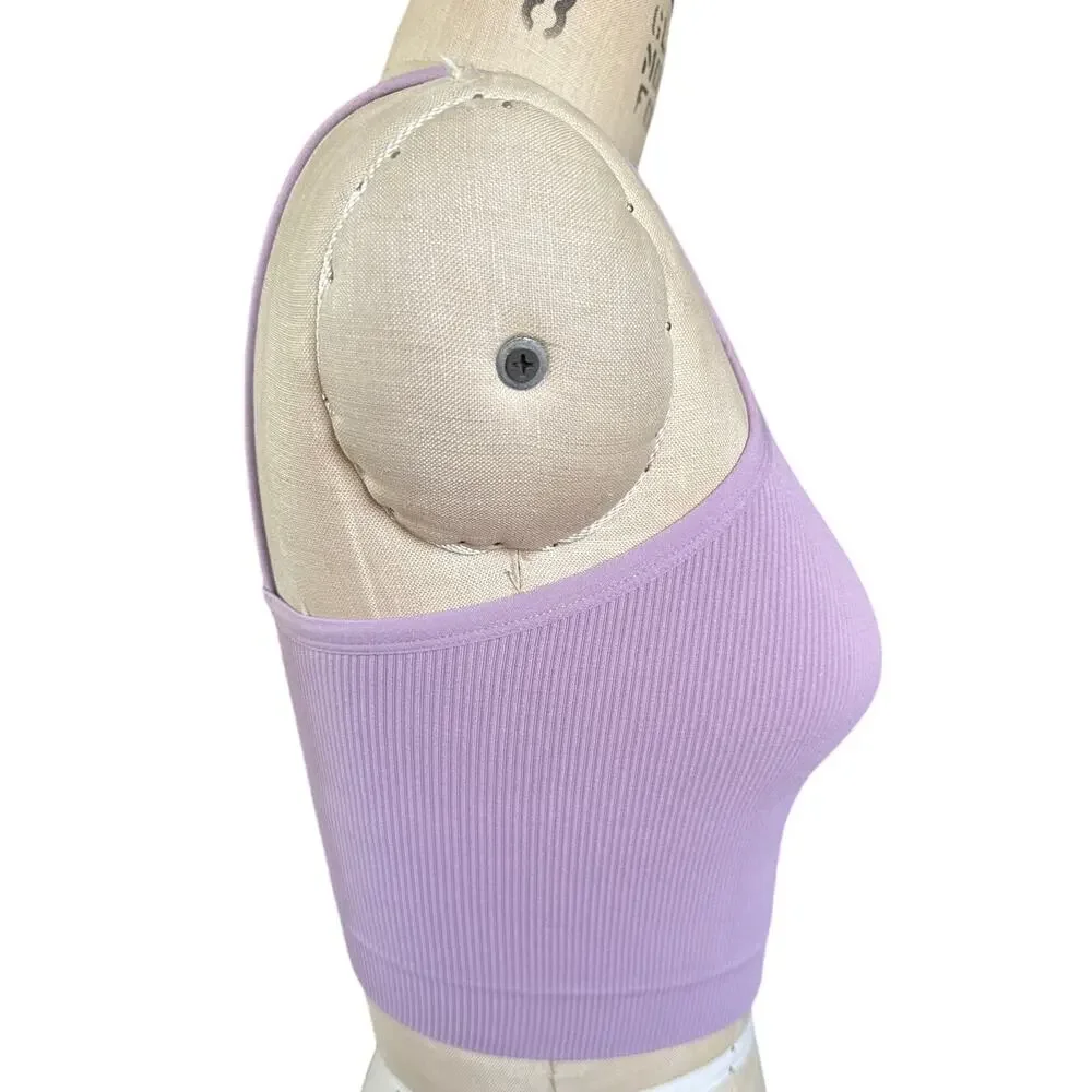 SET ACTIVE Ribbed Longline Purple Lilac Sports Bra Size Small